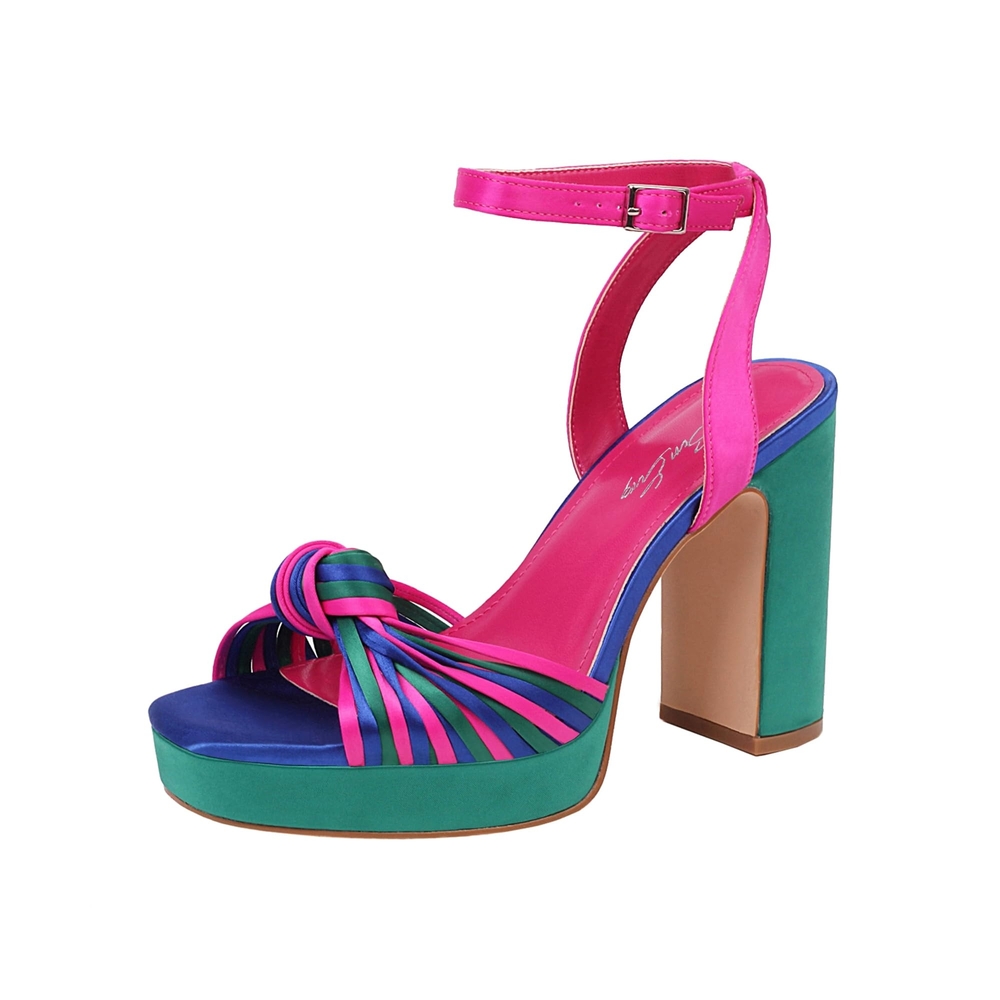 Square Open Toe Sandals Platform Chunky Heel With Bowknot, 6
